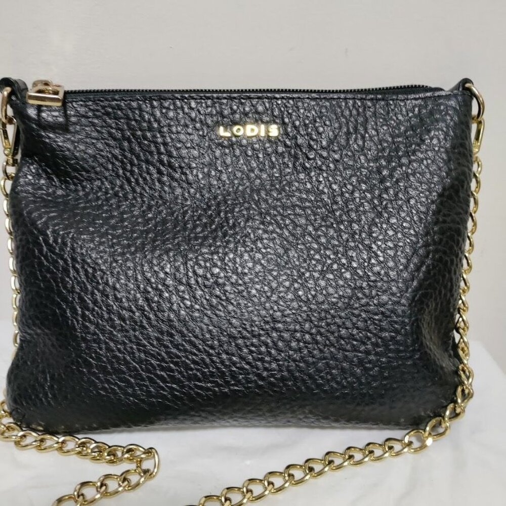NWOT LODIS Borrego Emily Italian Leather 5 in 1 Convertible Crossbody Bag Black - Picture 8 of 13